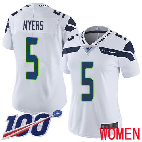 Seattle Seahawks Limited White Women Jason Myers Road Jersey NFL Football #5 100th Season Vapor Untouchable->youth nfl jersey->Youth Jersey